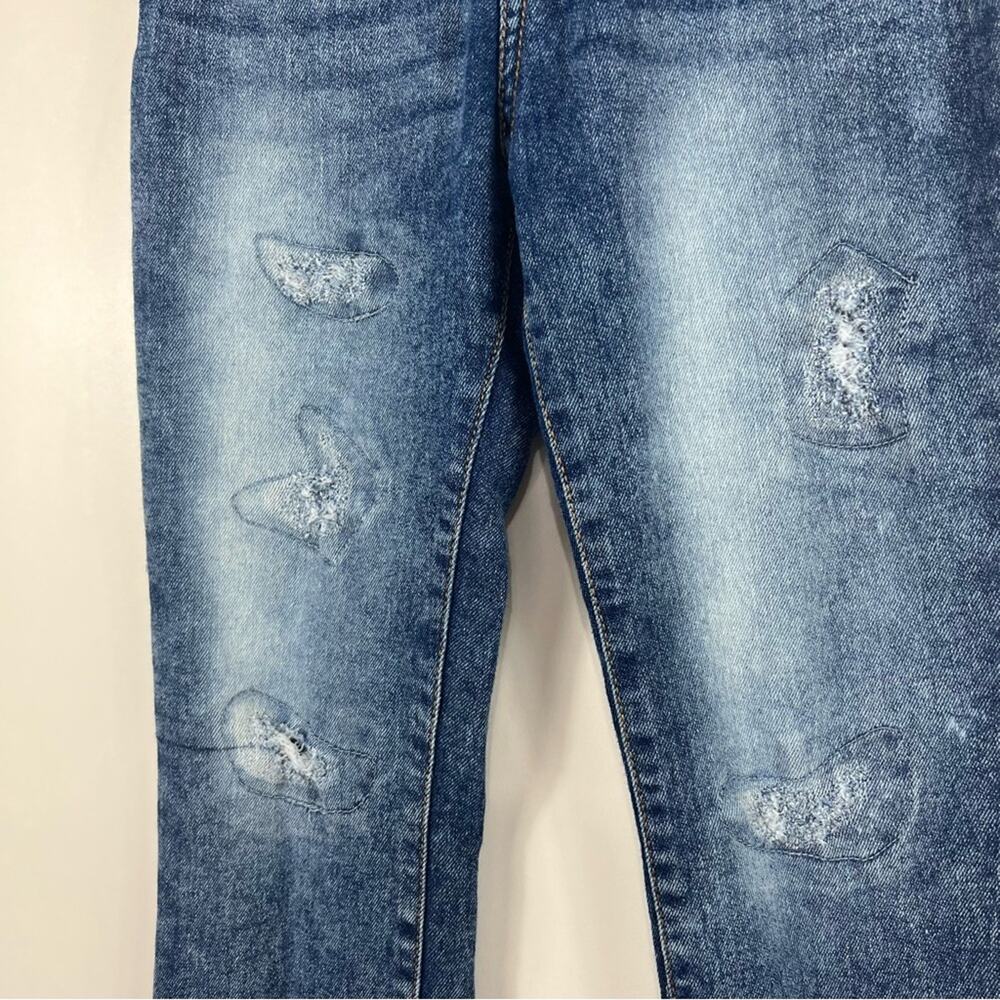Hudson Girl's 10 Flared Jeans Stone Wash Distressed Patches High Rise Denim - Picture 4 of 12